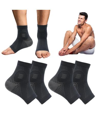 2Pairs Neuropathy Socks for Men and Women - Soothe Relief Socks for Neuropathy Pain Women - Plantar Fasciitis Socks - Anti Fatigue Compression Foot Sleeve Support Brace Sock (L Black) Black L