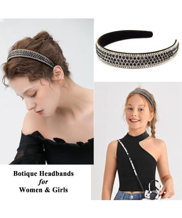Wecoe Rhinestone Headband Fashion Black Headbands Crystal Bling Diamond Headband Glitter Sparkly Headband Hair Accessories Valentine Gifts For Women Ladies (Silver & Black) - Buy Online on GoSupps.com