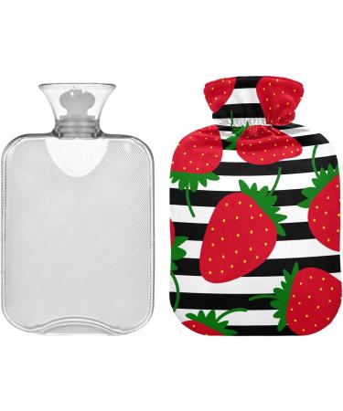 Shop Naanle Striped Strawberry Heat Bottle - 1L Transparent Hot Water Bottle for Bed Hand & Foot Warmer Pain Relief & Heat Therapy | International Shipping Available - Buy Online on GoSupps.com