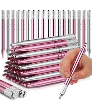yixue 50 Count Microblading Pens Manual Eyebrow Pencils Microblading Supplies Aluminum Microblading Hand Tools for Cosmetics Easy Install A Silver&pink