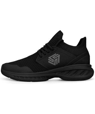 Giniros Men's Slip On Running Shoes 8.5 All Black - Lightweight Non Slip Work Sneakers for Tennis, Gym, and Everyday Comfort - Buy Online on GoSupps.com