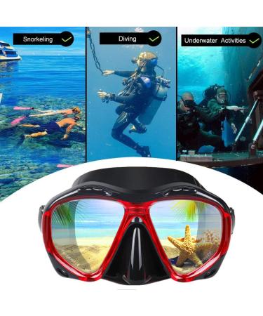 Panoramic HD Snorkel Diving Mask | Anti-Fog Scuba Goggles for Adults & Youth - A-Black Red - Buy Online on GoSupps.com