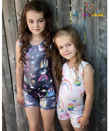 Girls Gymnastics Leotards with Shorts | Sparkle Dance Unitards | Mermaid Active Biketards | Black | 6-7 Years - Buy Online on GoSupps.com