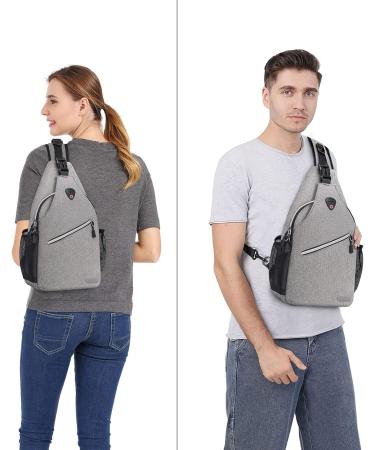 MOSISO Breast Pocket Sling Bag | Multipurpose Crossbody Shoulder Backpack for Men & Women - Gray Travel & Hiking Daypack - Buy Online on GoSupps.com