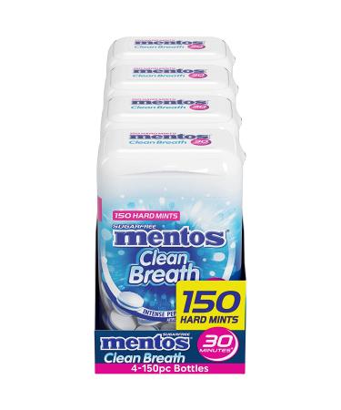 Mentos Clean Breath Sugarfree Hard Mint 150pc Intense Peppermint - Pack of 4 Bottles - Buy Online on GoSupps.com