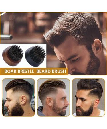Boar Bristle Beard Brush with Wooden Handle | Round Beard Brush for Men | Dark Brown - Buy Online on GoSupps.com