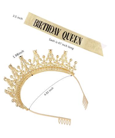 COCIDE Gold Birthday Tiara and Crown Set with Sash - Rhinestone Headband and Crystal Hair Accessories for Women and Girls - Perfect Birthday Decorations and Cake Toppers for Party - Birthday Queen Theme - Buy Online on GoSupps.com