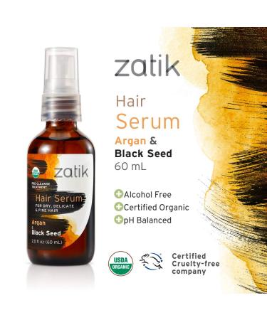 ZATIK Organic Argan & Black Seed Hair Serum 2oz - Nourishing Hair Treatment - Buy Online on GoSupps.com