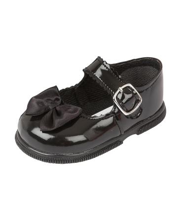 Early Days Baypods Toddler Shoes with Hard Sole Baby Girls First Walking Shoes with Anti-Slip Sole First Walkers Made in England 5 UK Child Black Patent