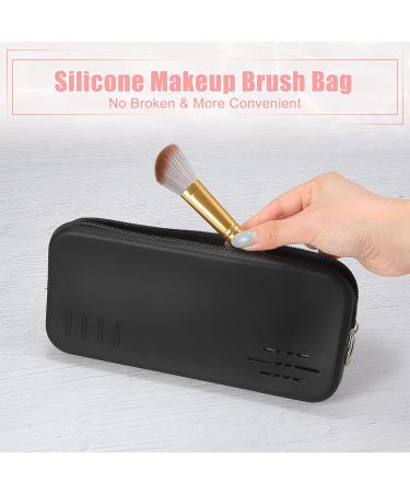 VOCOSTE Silicone Makeup Brush Bag - Travel Makeup Organizer & Cosmetic Case for Easy Packing | Portable Black Travel Essentials - Buy Online on GoSupps.com