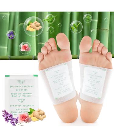 Detox Foot Pads maguja 100Pcs Deep Cleansing Foot Pads for Stress Relief | Better Sleep | Foot Care | Ginger Foot Patch with Natural Ingredients Bamboo Vinegar and Ginger Powder (White)
