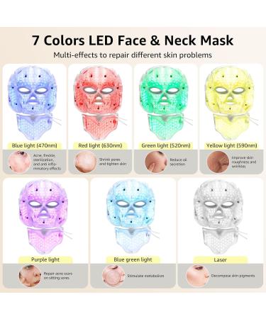 LED Fack Mask Light Therapy Mask for Face & Neck 7 LED Light Therapy Facial Mask for Skin Care Red Light Therapy Mask for Acne Face Skin Treatment Blackhead Remove Anti Aging Microdermabrasion - Buy Online on GoSupps.com