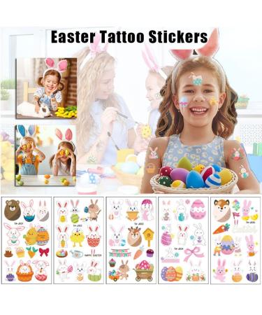 Easter Temporary Tattoos for Kids - Bunny, Egg, Chick Designs - Waterproof Fake Tattoos for Easter Party - 10 Sheets - Buy Online on GoSupps.com