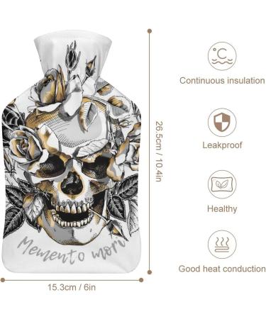 Skull Hot Water Bottle with Plush Cover - Hand Warmer for Adults & Children | 26.5x15.3cm | International Shipping Available - Buy Online on GoSupps.com