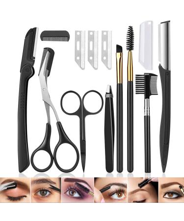 12 in 1 Eyebrow Trimmer Kit Eye Brow Scissors  Eyebrow Razor  Eyebrow Comb  Eyebrow Comb Scissor  Eyebrow Brush Folding Eyebrow Knife  Scissors Razor  Eyebrow Trimmer  Tweezers.