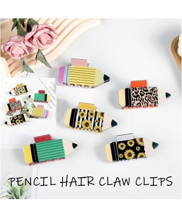 Pencil Claw Clip Fun Pencil Hair Clip Acrylic Pencil Hair Claw Clip for Women Girls Fun Teacher Hair Accessories Strong Hold Pencil Claw Clips For Thin Hair (Color : A+B) - Buy Online on GoSupps.com