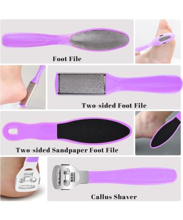 Pedicure Foot File Set - 30 in 1 Foot Care Kit for Hard Skin Removal - Feet Scrubber for Salon or Home Use - Purple - Buy Online on GoSupps.com