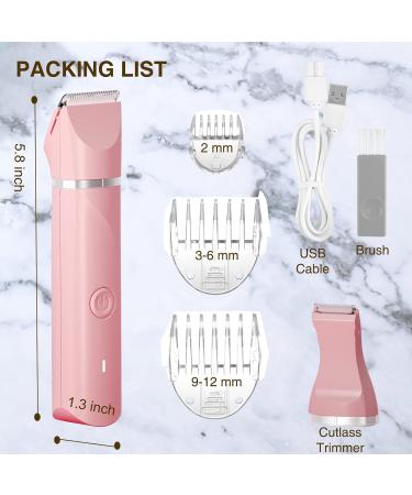 Waterproof Bikini Trimmer for Women Electric Razor for Bikini Legs Pubic Hair Rechargeable Electric Shaver for Women Hair Removal with Snap-in Ceramic Blades IP7X Washable Head Wet and Dry Use Pink - Buy Online on GoSupps.com