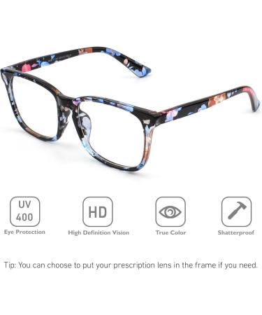GQUEEN Horn-Rimmed Glasses for Men & Women - UV400 Fake Nerd Glasses | PE2 1 Flower Color - Stylish & Trendy - Buy Online on GoSupps.com