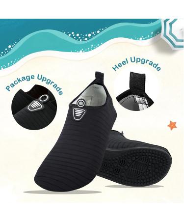 Pthtechus Children Aqua Shoes - Boys & Girls Quick-Dry Beach Swimming Shoes Non-Slip Water Shoes for Indoor Surfing & Boating - Size 28/29 EU Black - Buy Online on GoSupps.com