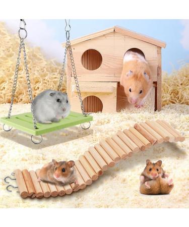 Rat Ladder Bridge Wooden Hamster Climbing Ladder and Swing Small Animal Bendable Fence Climbing Stair Toy Cage Accessories for Bird Parrot Hamsters Chipmunks - Buy Online on GoSupps.com