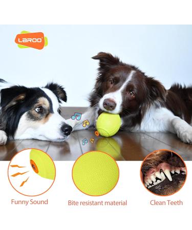 Laroo Dog Toys - Durable Natural Rubber Squeaker Dog Balls for Small & Large Dogs | 6.5cm x 8cm Green Football - Buy Online on GoSupps.com