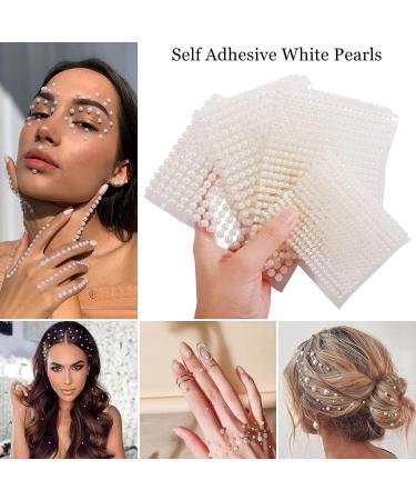 White Pearl Rhinestone Sticker Set - 4100 PCS | Self-Adhesive Gems for Face, Hair, Body & Nails | DIY Makeup & Nail Art Decor - Buy Online on GoSupps.com