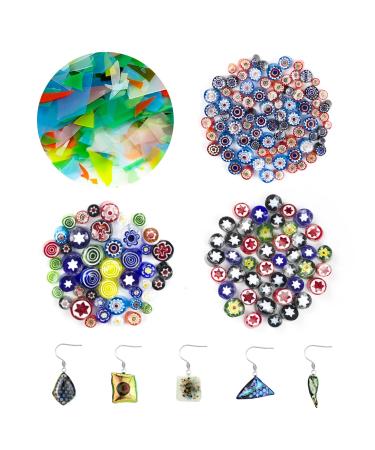 6 Pack Fusing Glass DSVENROLY COE 90 Glaze Fusible Glass Millefiori Confetti Glass for Microwave Kiln Glass Kits Fusing Supplies DIY Jewelry Making Accessories Glass Fusing Tools (Colorful)