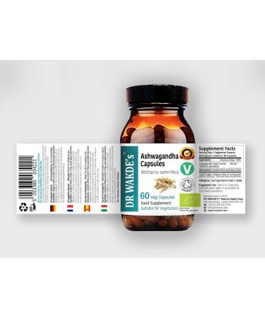 DR WAKDE'S Ashwagandha Capsules (Indian Ginseng Withania somnifera 60 Veg Caps Plant-Based Supplement Ayurvedic Herb All Natural Vegan) - Buy Online on GoSupps.com