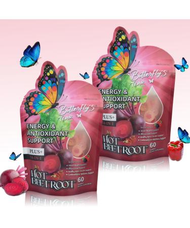 BUTTERFLY'S TEAR Organic Beet Root Gummies 1500mg Beet Root Powder Supports Healthy Circulation & Vitality Non-GMO Plant-Based Gummies (60 Count (Pack of 1) Superfood Beets)