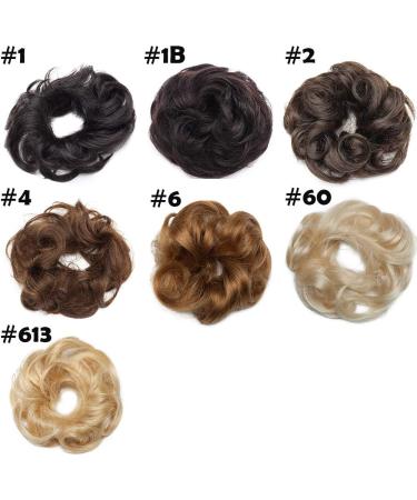 Human Hair Scrunchie Real Messy Bun Updo Extensions Hair Pieces 100% Remy for Women Donut Ribbon Wrap Ponytail Extension Scrunchy Chignons Curly Wavy (#1B Natural Black) - Buy Online on GoSupps.com