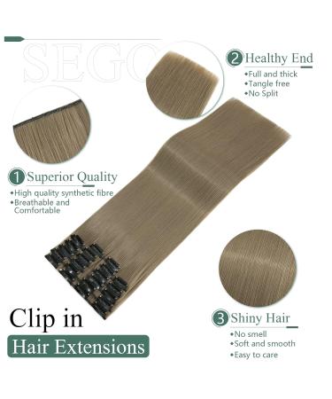 Buy SEGO 12 PCS Clip-In Hair Extensions - Real Hair 22 Clips 180g 55 cm Medium Brown & Ash Blonde - Affordable Full-Head Coverage - Buy Online on GoSupps.com