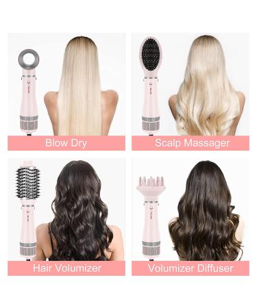 IG INGLAM 4-in-1 Hair Dryer Brush Set - Negative Ion Volumizer Styler with 2 Brush Heads (Pink) - Buy Online on GoSupps.com