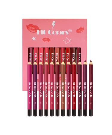 12Pcs Matte Lipstick Makeup Pencil High Pigment Long Lasting Soft Smooth Waterproof Non-fading Brown Pink Red Lip Liner Gift for Girls