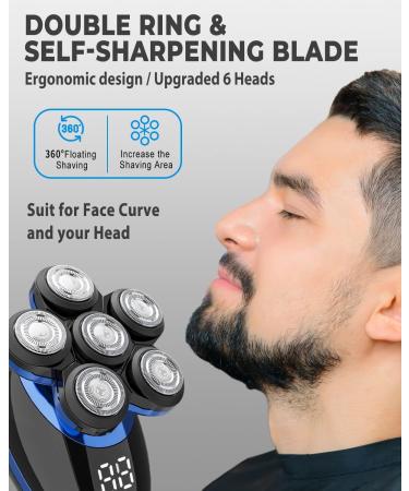 ZORUMAN 6D Electric Head Shaver for Men - 5-in-1 Cordless Shavers for Bald Men - LED Display, IPX7 Waterproof - Wet/Dry Use - 6900-BLACK - Buy Online on GoSupps.com