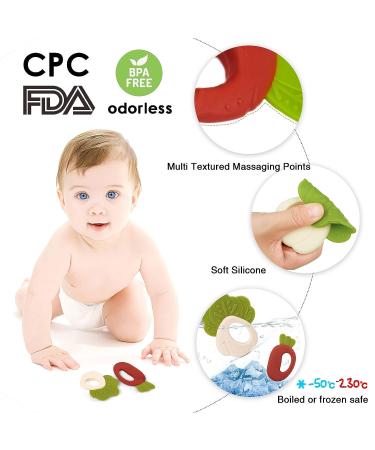 Organic Silicone Baby Teething Toys Set - BPA Free Massaging Carrot Teether for Babies 0-12 Months - Buy Online on GoSupps.com