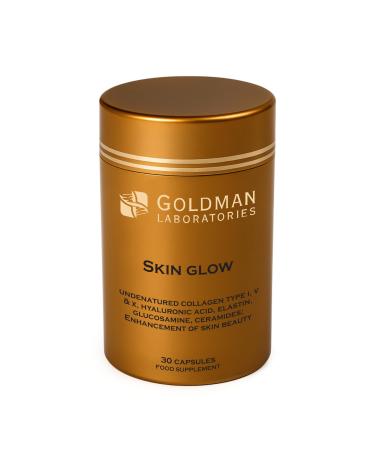 Goldman Laboratories Skin Glow Collagen Supplement in Capsules 30 Capsules Containing Type I V Collagen Hyaluronic Acid Elastin and Ceramides.