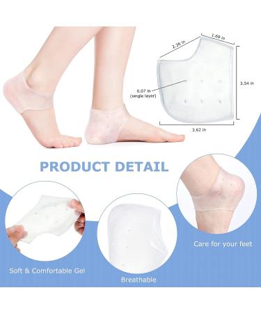 4 Pairs Gel Heel Protectors for Plantar Fasciitis & Heel Pain Relief - Breathable Cushion Sleeves for Cracked Heels (White & Black) - Buy Online on GoSupps.com