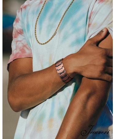 Jecanori 3X Lymph Drainage Copper Magnetic Bracelet for Men - 3500 Gauss, Adjustable Wristband with 57pcs Magnets, Removal Tool, Gift Box - Classic Copper - Buy Online on GoSupps.com