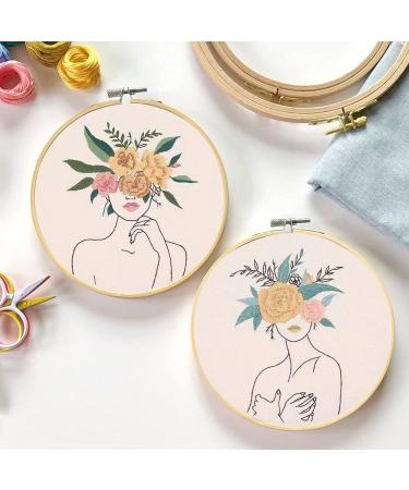 Santune 4 Pack Embroidery Kit for Beginners - DIY Cross Stitch Kits for Adults with Patterns, Instructions, Clothes, Hoops, Threads, and Needles - Buy Online on GoSupps.com