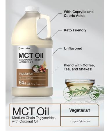 MCT Oil 64 oz - 100% Pure Blend for Coffee, Tea, Juice & Liquids - Keto, Vegetarian, Non-GMO - Gluten Free - by Horbaach - Buy Online on GoSupps.com