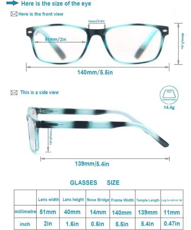 HEEYYOK 4 Pack Reading Glasses +3.00 | Fashion Rectangular Comfortable Spring Hinge Specs for Men/Women - 4 Mixed Colors - Buy Online on GoSupps.com