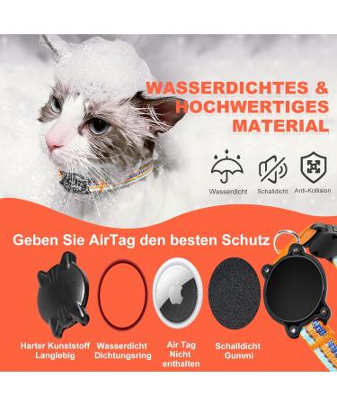 Waterproof Reflective Airtag Cat Collar | XS (18-23cm) - Safety Clasp Perfect for Kittens & Small Dogs - Buy Online on GoSupps.com