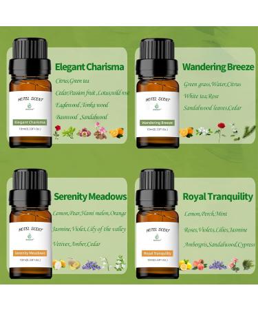 Luxury Hotel Inspired Essential Oil Set - Wandering Breeze Elegant Charisma Serenity Meadows & Royal Tranquility - 10ML Diffuser Oils for Home & Travel - Buy Online on GoSupps.com