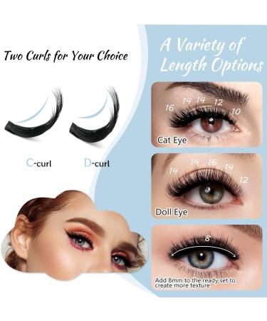 Lash Clusters 70 Pcs | DIY Individual Eyelash Extensions | Soft & Comfortable (Alpenglow C-Mix 8-16mm) - Buy Online on GoSupps.com
