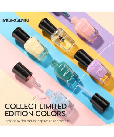 Morovan Macaron Nail Polish Set - Air Dry Fingernail Kit with Base & Top Coat | Glossy Regular & Toenail Polish | Perfect Gift for Women - Summer Colors - Buy Online on GoSupps.com