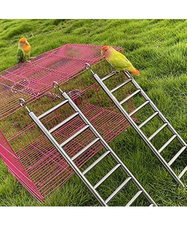 JQTOP Parrot Ladder 9-Step Stainless Steel Rustproof Metal Nonskid Smooth Portable Bird Cage Ladder with Hooks Cockatiel Stand Ladder for Parrots Parakeets Cockatoos Lovebirds - Buy Online on GoSupps.com