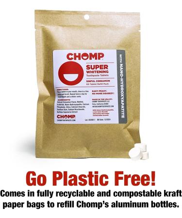 Chomp Super Whitening Cinnamon Toothpaste Tablets - Nano Hydroxyapatite Refill - Buy Online on GoSupps.com