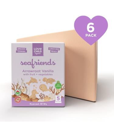 Love Child Organics Sea Friends Arrowroot Vanilla Cookies 100 g (Pack of 6) by Nature's Path Arrowroot Vanilla Snack Pack 6x100g - Buy Online on GoSupps.com