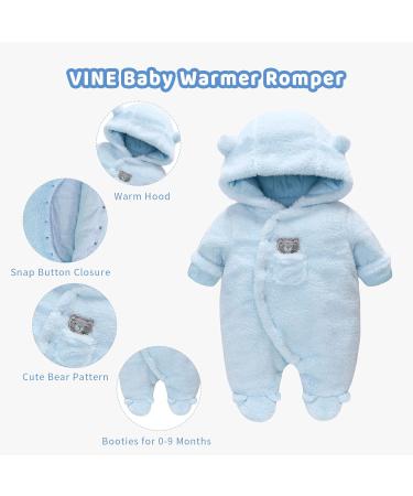 Baby Winter Snowsuit Romper with Hood | Thick & Warm Outerwear Set | Blue | 9-12 Months - Buy Online on GoSupps.com
